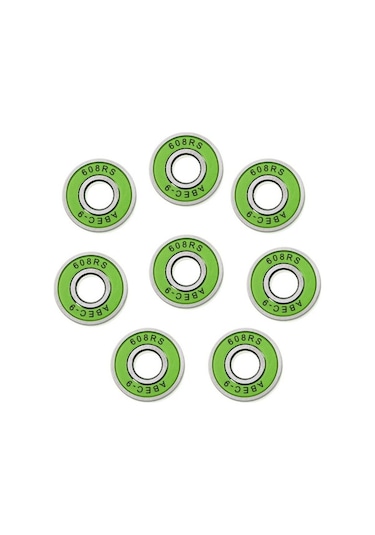 Pazly Lot 8 Sürtünmesiz Abec 9 Yeşil Kaykay Paten Rulmanları Yeşil