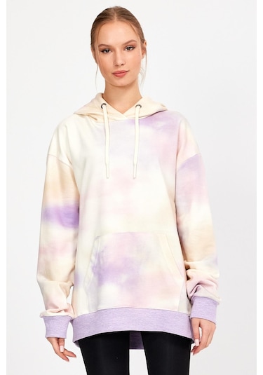 Alexandergardı Batik Desenli Kapüşonlu Oversize Sweatshirt Un-757a07 001