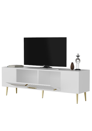 Ufa Tv Sehpası Tv Ünitesi 150 Cm Beyaz Altın