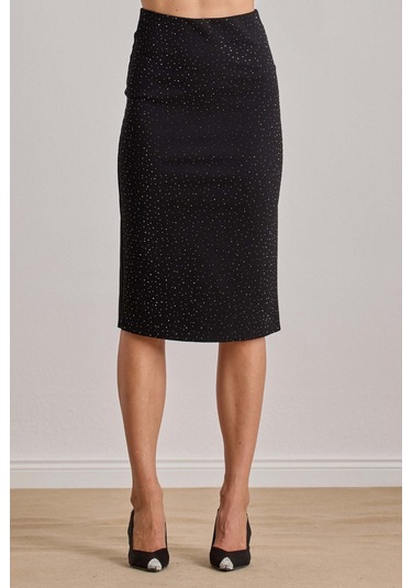 Midi Siyah Örme Etek Siyah