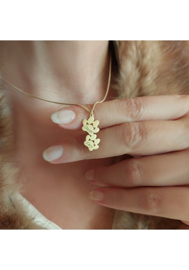 Vaoov 925 Ayar Gümüş İsimli Pati Kolye