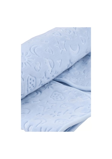 Mavi Bebek Çocuk Battaniyesi Kabartmalı Yumuşak İnce Mevsimlik 90 x 110 CM Örtü Mavi