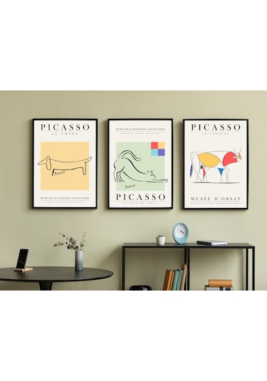 Pablo Picasso 3'lü Çerçevesiz Poster Duvar Tablosu Dnm5 21 X 30 D