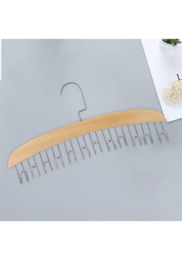 Suntek Ahşap Kravatlık Şal Havluluk 12 Kancalı Eşarplar Kemerler Tank Üstleri Ahşap Rengi Bej