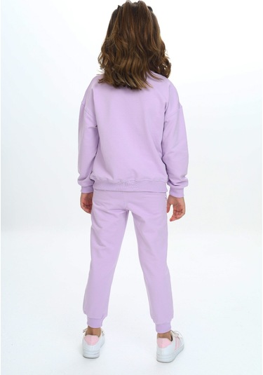 Toontoy Kız Çocuk Damla Nakışlı Eşofman Takım Lila