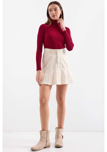 Gabria Fitilli Balıkçı Yaka Kazak Bordo