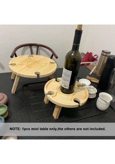 Didadodo Pratik Ahşap Katlanır Mini Piknik Masası - Cam Tutuculu Plaj, Bahçe Partisi, Tekne Ve Kamp İçin Çok Renkli Çok Renkli