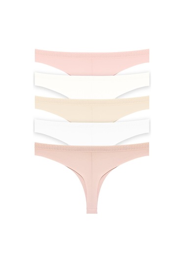 Basic Lazer Kesim File Lastikli Brezilya Külot 5'li Paket Renkli-8 Çok Renkli