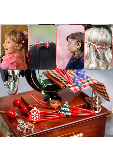 10'lu Paket Noel Aksesuarları, 5 Cm Noel Saç Aksesuarları, F Çok  Renkli