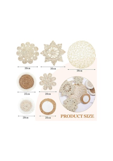 Geeroyoo Doğal Malzeme El Dokuma Bohem Dekoratif Duvar Sepet Seti - Otel, Ev, Salon Giriş Dekoru 7 Parça