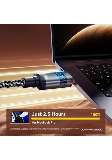 Essager Es-x61 1m Tip-c - Tip-c Kablo 100w Dijital Ekran Telefon Tablet Dizüstü Bilgisayar Hızlı Şarj Veri Kablosu