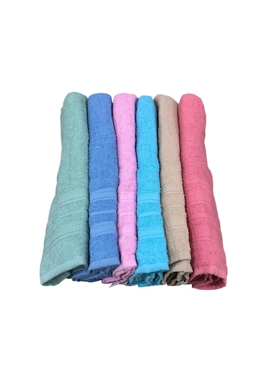 12 Li Royam %100 Pamuklu Ekonomik Kuaför Berber El Yüz Havlusu 50 X 80 Çok Renkli