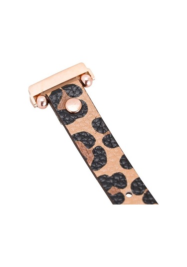 Bouletta Fitbit Versa Deri Kordon Ferro Gold Troklu Leopar
