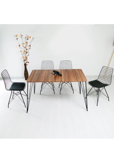 Avvio Home Yonca Tel Kafes 4 Kişilik Tel Ayaklı Stork Masa Sandalye Takımı -8765a6c9