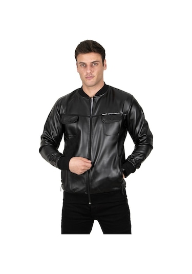 Deepsea Erkek Siyah Suni Deri Kolej Mont 23020660 Siyah