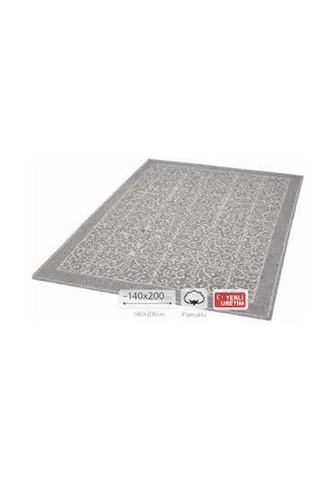 Pamuklu Bukle Lüks Kilim 140x200 -spiral Gri Gri