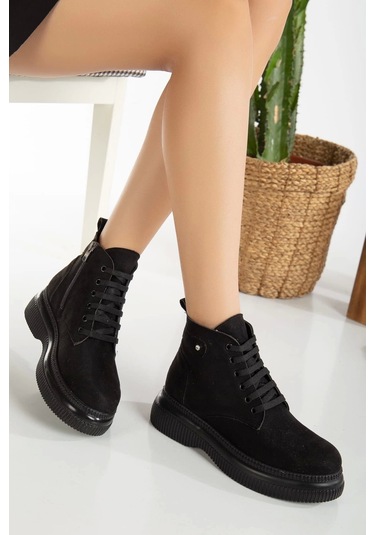 Biçomi Jiwa Siyah Süet Bağcıklı Bot Çok Renkli