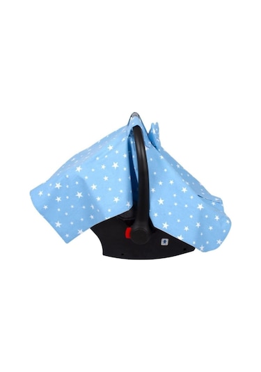 Sevi Bebe Fiyonklu Anakucağı Örtüsü Mavi Yıldızlı Desen