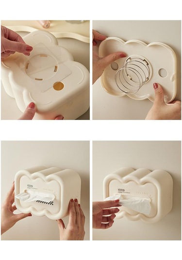 Geeroyoo Krem Bulut Şekilli Multifonksiyonel Tüpak Kutusu, Modern Akıllı Ev Dekoru, Oturma Odası Masaüstü Organizer, Dayanıklı Pp Malzeme