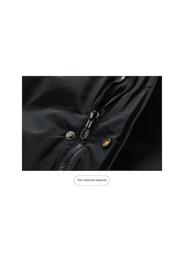 Erkek Kışlık Büyük Beden Sıcak Pamuklu Mont Siyah