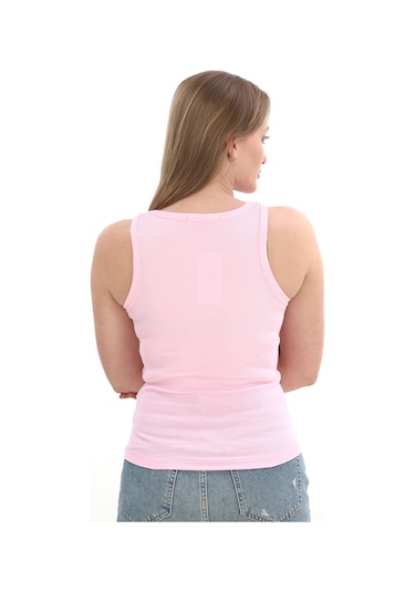 Monox Kadın Fitilli Likralı Pamuklu Askılı Atlet Pembe