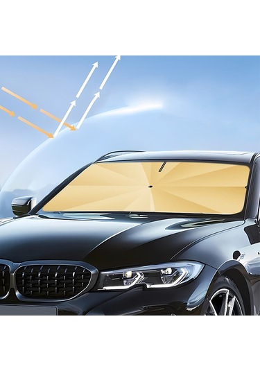 Araç Ön Camı Titanyum Güneş Koruma Isı Yalıtımı Şemsiye Küçük Altın 9958