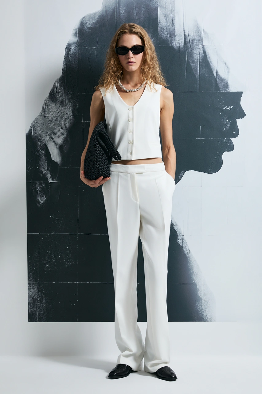 Lufian Sara Kadın Pantolon Ekru Ekru 122190045100520 Ekru