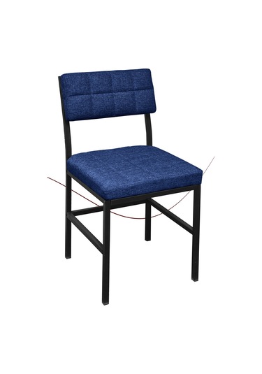 Nemeron İkon Mutfak Sandalyesi Keten Kumaş Metal Sandalye Silinebilir Kafe Salon Sandalyesi - Lacivert Lacivert