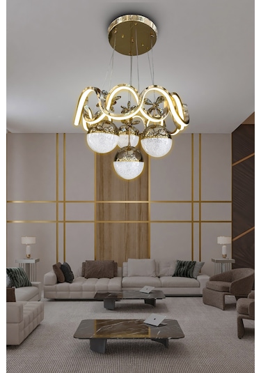 Sefa 4 Toplu Modern Sarkıt Led Avize - - Kumandasız / Gold Gold