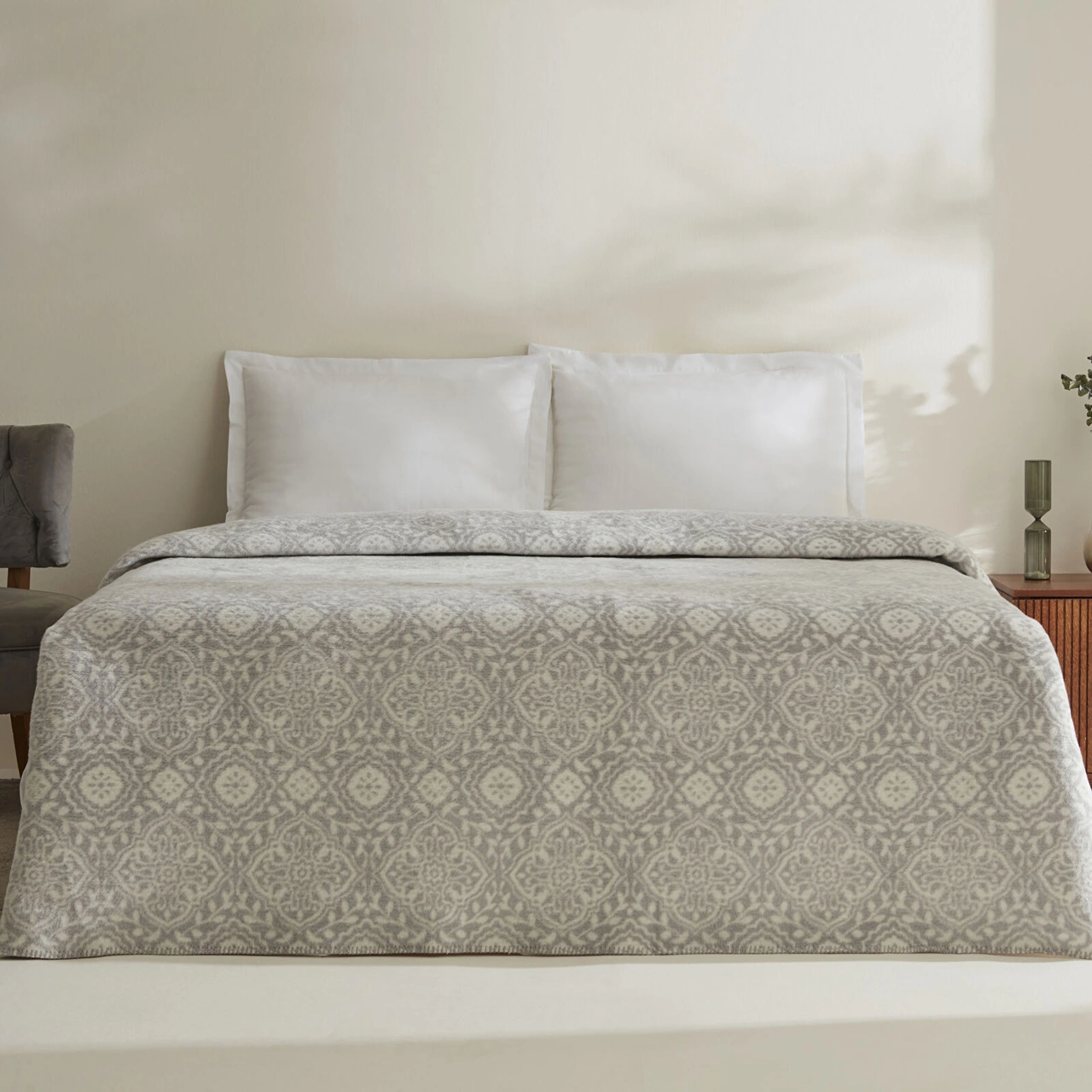 Karaca Home Ansel Çift Kişilik Akrilik Battaniye Açık Gri Gri