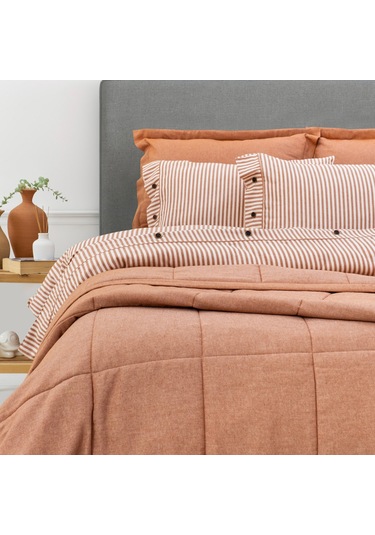 Schafer Home Loria Yatak Örtüsü Nevresim Seti 7 Parça-turuncu Turuncu