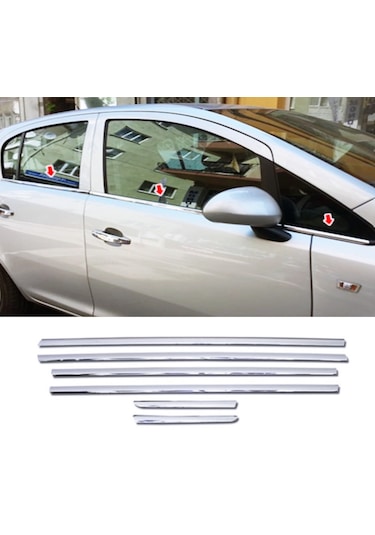 Opel Corsa D Krom Cam Çıtası 6 Prç 2007-2014 Arası P.çelik