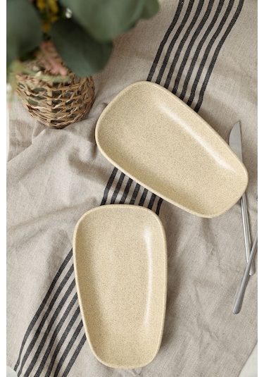 Keramika Mat Krem Tetra Kayık Tabak 21 Cm 2 Adet 039 Krem