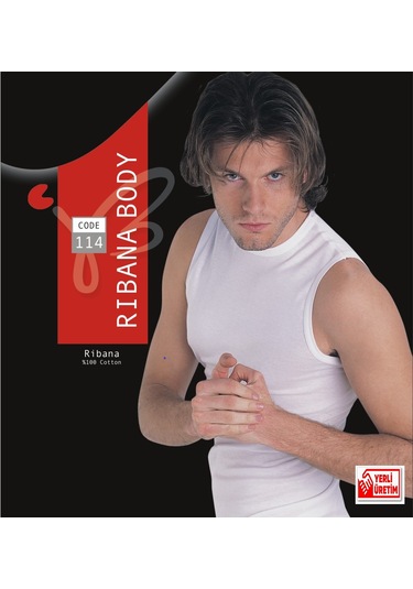 Erkek Beyaz Ribana Sıfır Kollu Atlet % 100 Pamuklu Atlet 3 Lü Paket 114-3b Beyaz