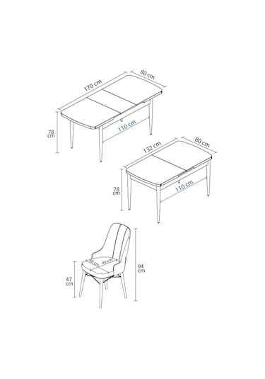 Meri Serisi Beyaz 80x132 Açılabilir Mdf Masa Yemek Odası Takımı, Mutfak Masa Takımı 6 Adet Sandalye Siyah Meri Serisi Beyaz 80x132 Açılabilir Mdf Masa Yemek Odası Takımı, Mutfak Masa Takımı 6 Adet Sandalye Siyah