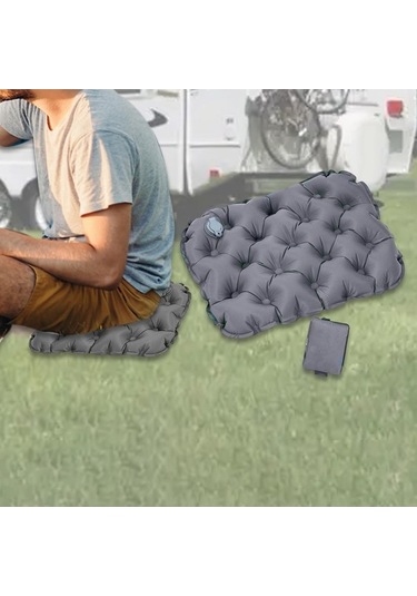 Bosphorusboutique02 Suntek Şişme Koltuk Minderi Katlanmış Ofis Sandalye Uçak Gri Hafif Ve Pratik Gri