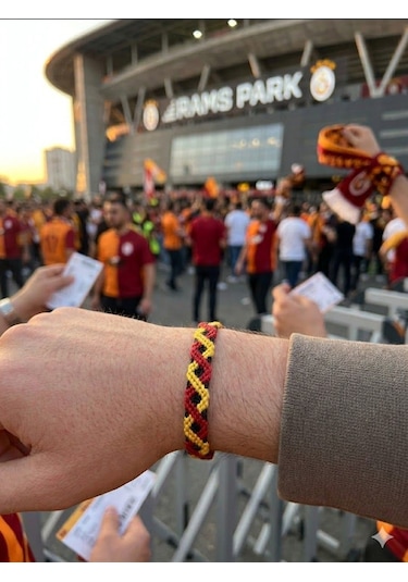 El Yapımı Sonsuzluk Taraftar Bilekliği Sarı - Kırmızı