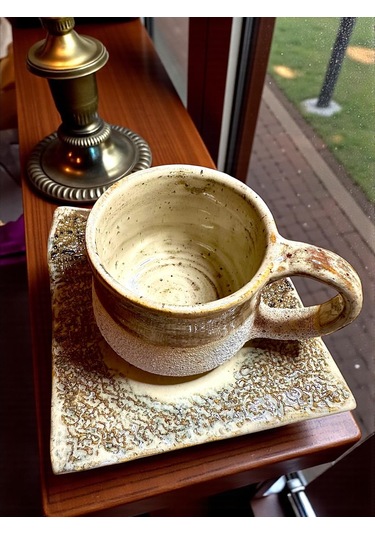 2'li Terra El Yapımı Stoneware Fincan Bej