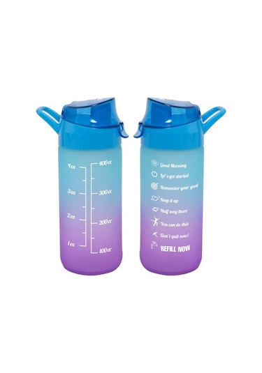 Herevin 111808-160 Cam Su Şişesi Motivasyon Su Matarası Suluk Mav