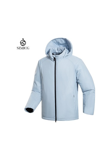 Dik Yakalı Pamuklu Dolgulu Mont, Kışlık Pamuklu Dolgulu Ceket, Rüzgar Geçirmez Pamuklu Dolgulu Mont, Bol Şişme Ceket Mavi