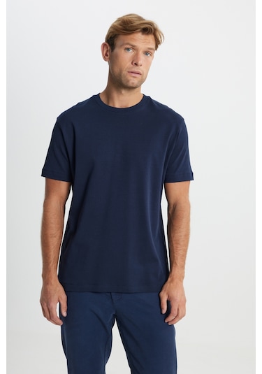 AC&Co / Altınyıldız Classics Erkek %100 Pamuk Modern Fit Normal Kesim Bisiklet Yaka Tişört Lacivert AC&Co / Altınyıldız Classics Erkek %100 Pamuk Modern Fit Normal Kesim Bisiklet Yaka Tişört Lacivert