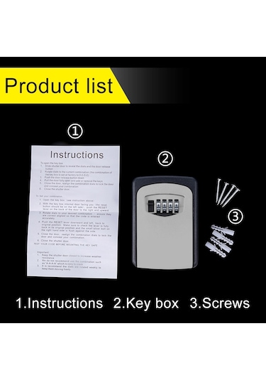 Sones Duvara Asılan Anahtar Saklama Kutusu Metal 4 Haneli Şifre Kilidi Yeşil