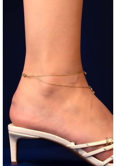 14 Ayar Altın Firuze Taşlı Yıldız Halhal Hal0021 Beyaz