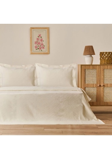 Evidea Soft Velinora Çift Kişilik Yatak Örtüsü Seti - Krem - 220x240 Cm Krem