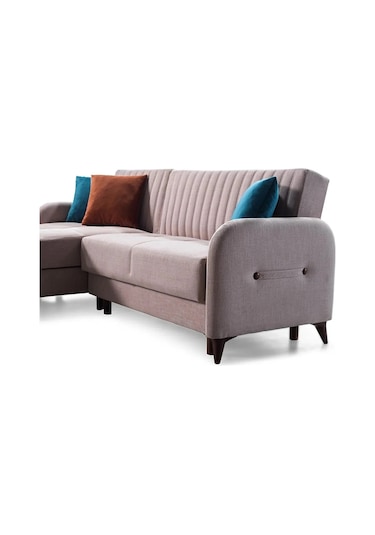 Kiel Yataklı Köşe Koltuk Takımı - Krem