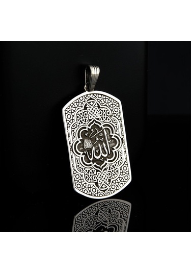 Fkgümüş 925 Ayar Gümüş Allah Lafzı İşlemeli Erkek Yüzük Ve Kolye Silver