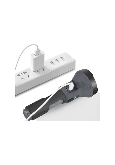 Swat Usb Şarjlı Projektör El Feneri Işıldak Siyah