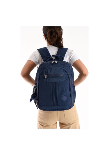 Unisex Sırt Çantası 40 30 Cm Okul Çantası Günlük Spor Çantası Klinkır Kumaş Hafif Çok Cepli Su İtici Mavi