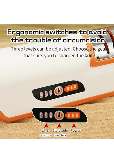 Chuangyinshop Turuncu 3 Hızlı Elektrikli Bıçak Bileme Makinesi Pilli Çelik Seramik