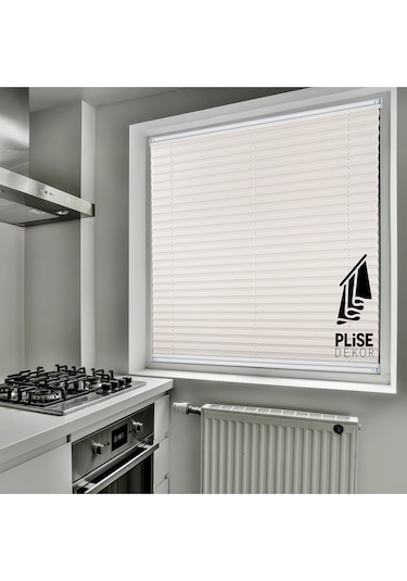 Plise Dekor Beyaz Plise Perde - Cam Balkon Perdesi Vidalı Sistem